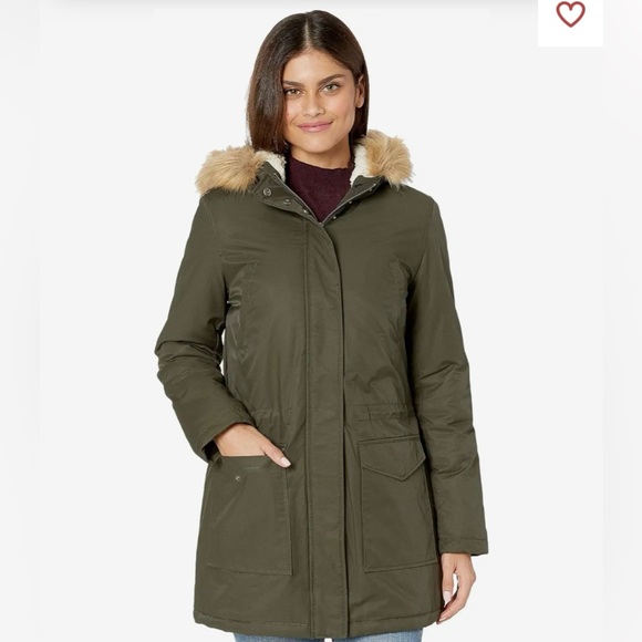 Levi Strauss & Co. Women’s  Coated Cotton Parka with Sherpa and Faux Fur Hood - Picture 1 of 14